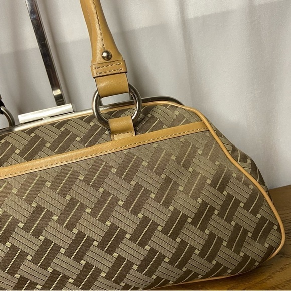 Vintage Nine West Monogram Fabric Leather Trim Shoulder Bag Purse Silver - Picture 7 of 16